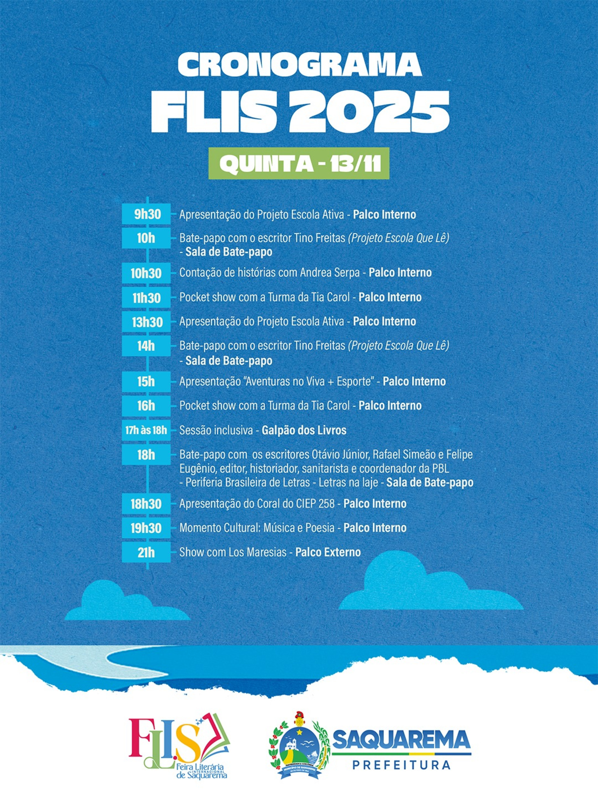 Programação da Feira Literária Internacional de Saquarema - Divulgação/Prefeitura de Saquarema