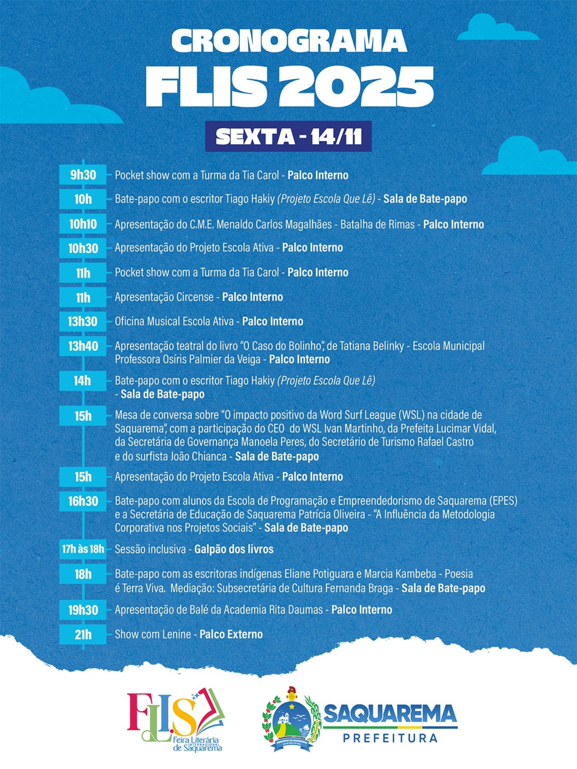 Programação da Feira Literária Internacional de Saquarema - Divulgação/Prefeitura de Saquarema