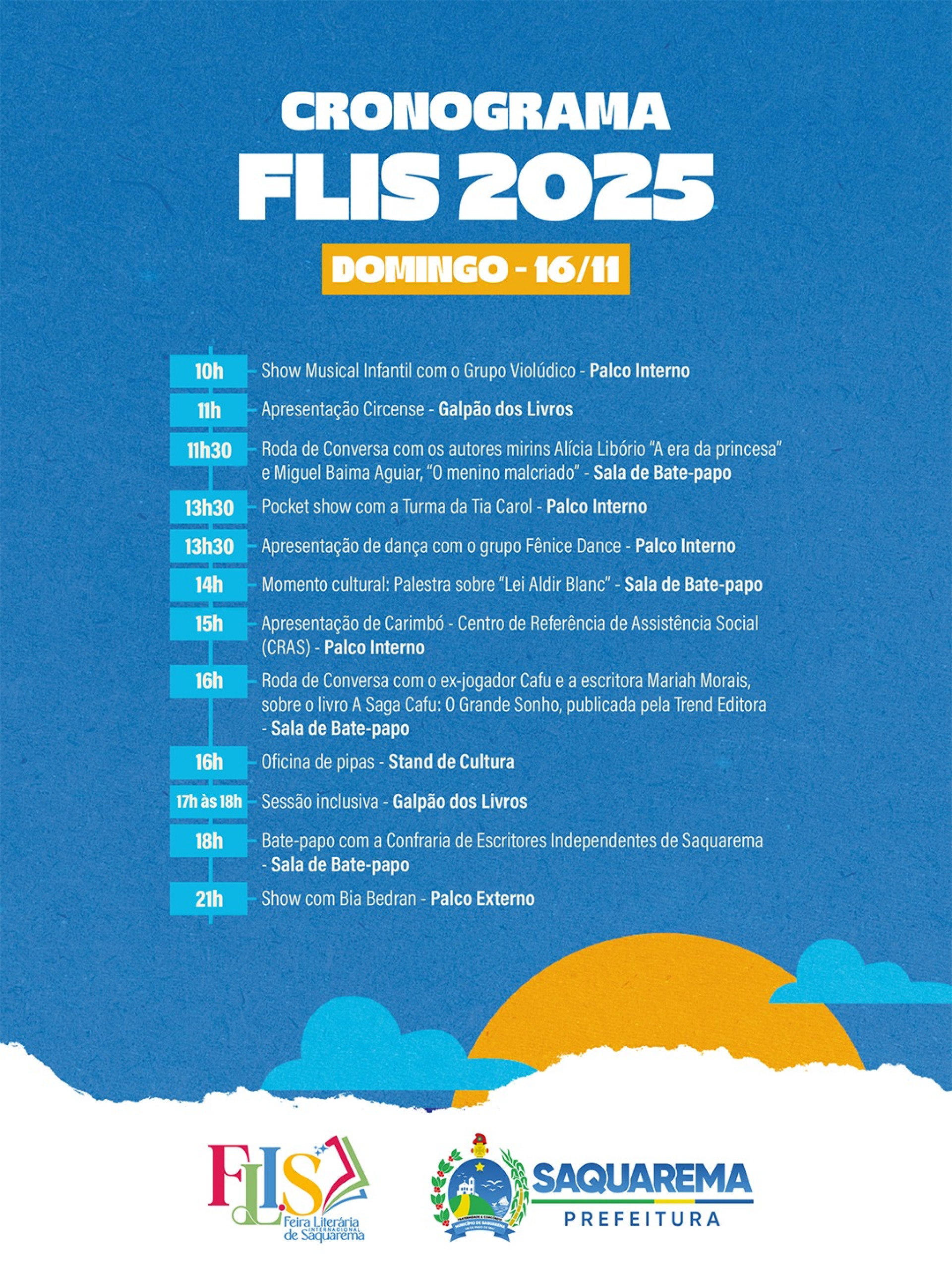 Programação da Feira Literária Internacional de Saquarema - Divulgação/Prefeitura de Saquarema