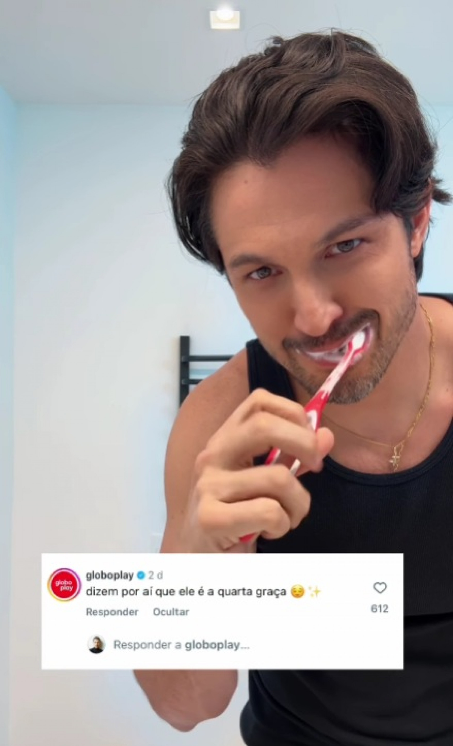 Romulo Estrela reagindo ao coment&aacute;rio destacado