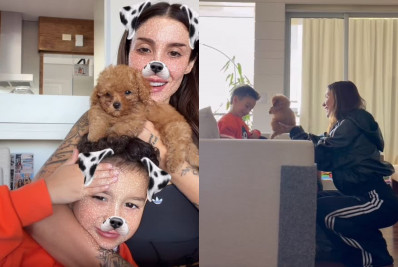 Boca Rosa presenteia filho com cachorrinho: 'Novo integrante'