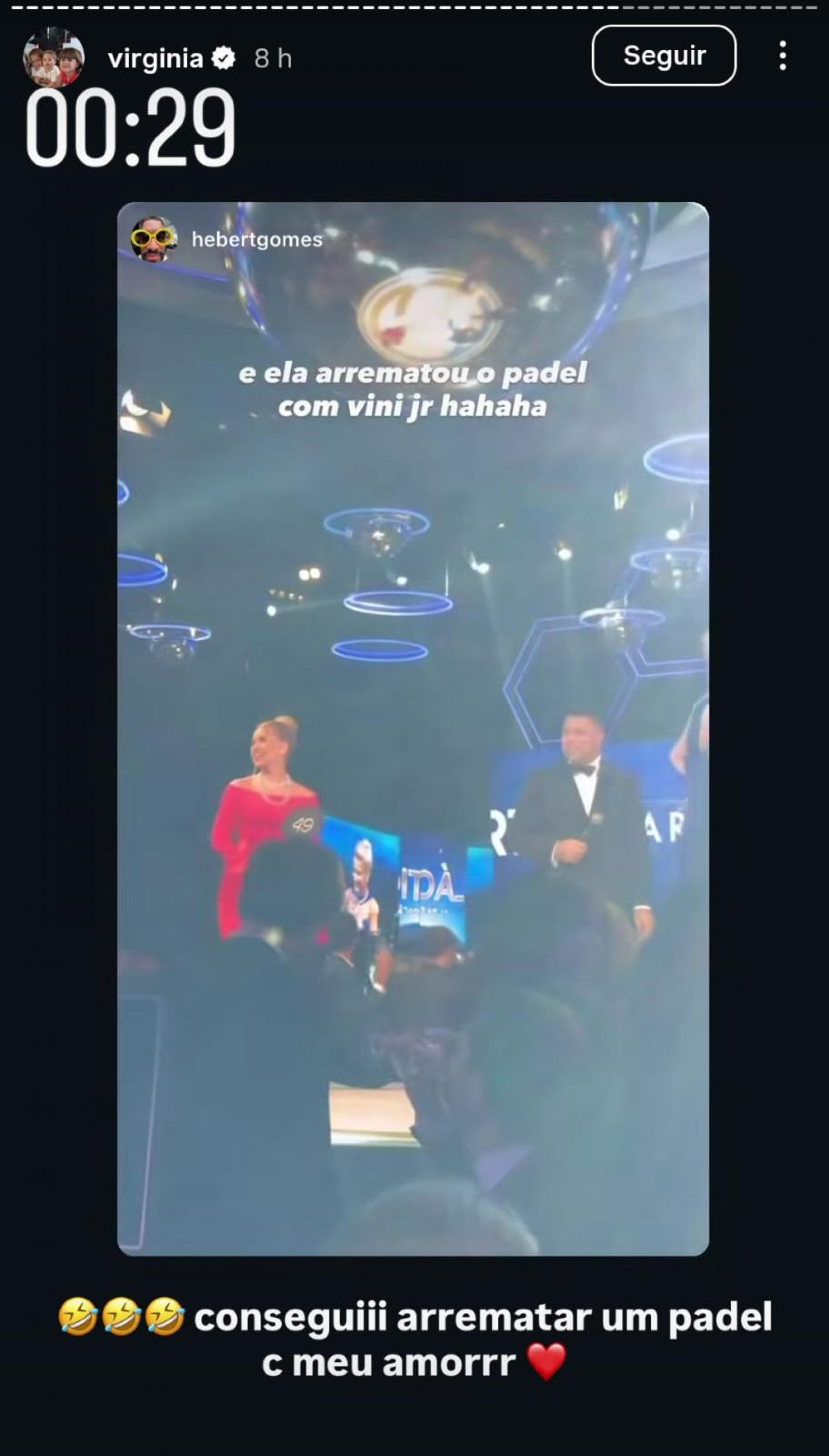 Virginia Fonseca arremata experiência com Vini Jr. em leilão beneficente por R$ 350 mil - Reprodução de vídeo / Instagram