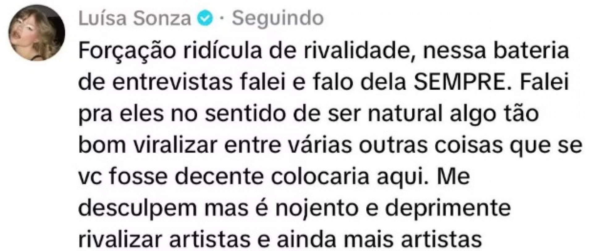 Luísa Sonza respondeu fã de Anitta após não mencionar cantora em entrevista  - Reprodução/TikTok