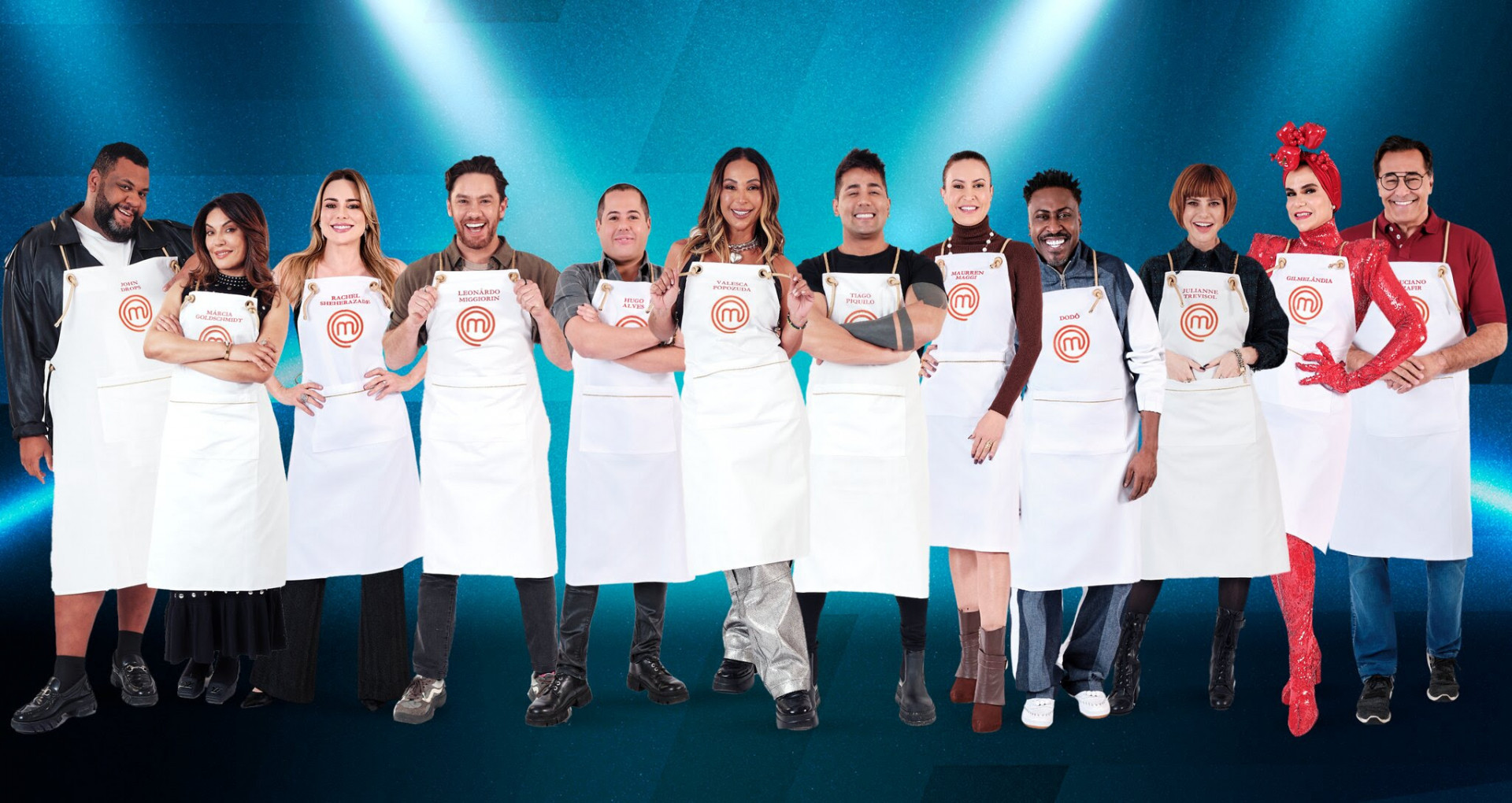 John Drops, Márcia Goldschmidt, Rachel Sheherazade, Leonardo Miggiorin, Hugo Alves, Valesca Popozuda, Tiago Piquilo, Maurren Maggi, Dodô, Julianne Trevisol, Gilmelândia e Luciano Szafir são os participantes do 'Masterchef Celebridades', da Band - Melissa Haidar / Band