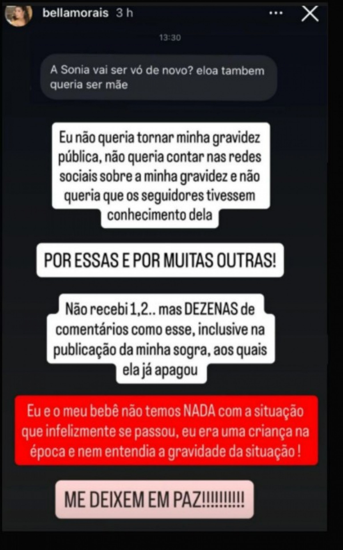 Bella Morais desabafa no Instagram sobre ataques sofridos - Reprodução/Instagram