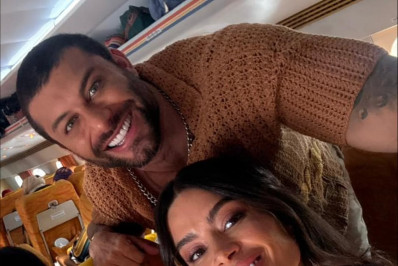 Ex-namorados Aline Campos e Jesus Luz se reencontram em gravação de 'Os Farofeiros 3'