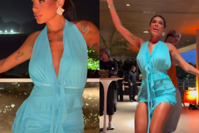 Recém-solteira, Pocah aproveita festa em Copacabana