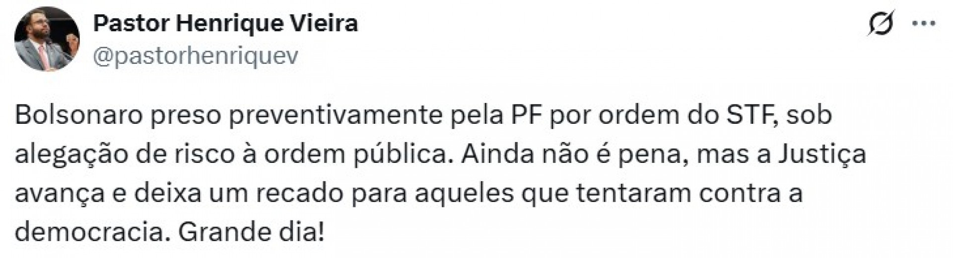 Políticos de direita celebram prisão preventiva de Bolsonaro - Reprodução
