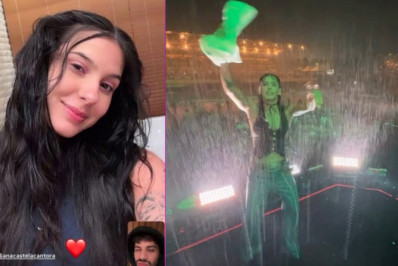 Ana Castela faz videochamada com Zé Felipe após show sob forte chuva