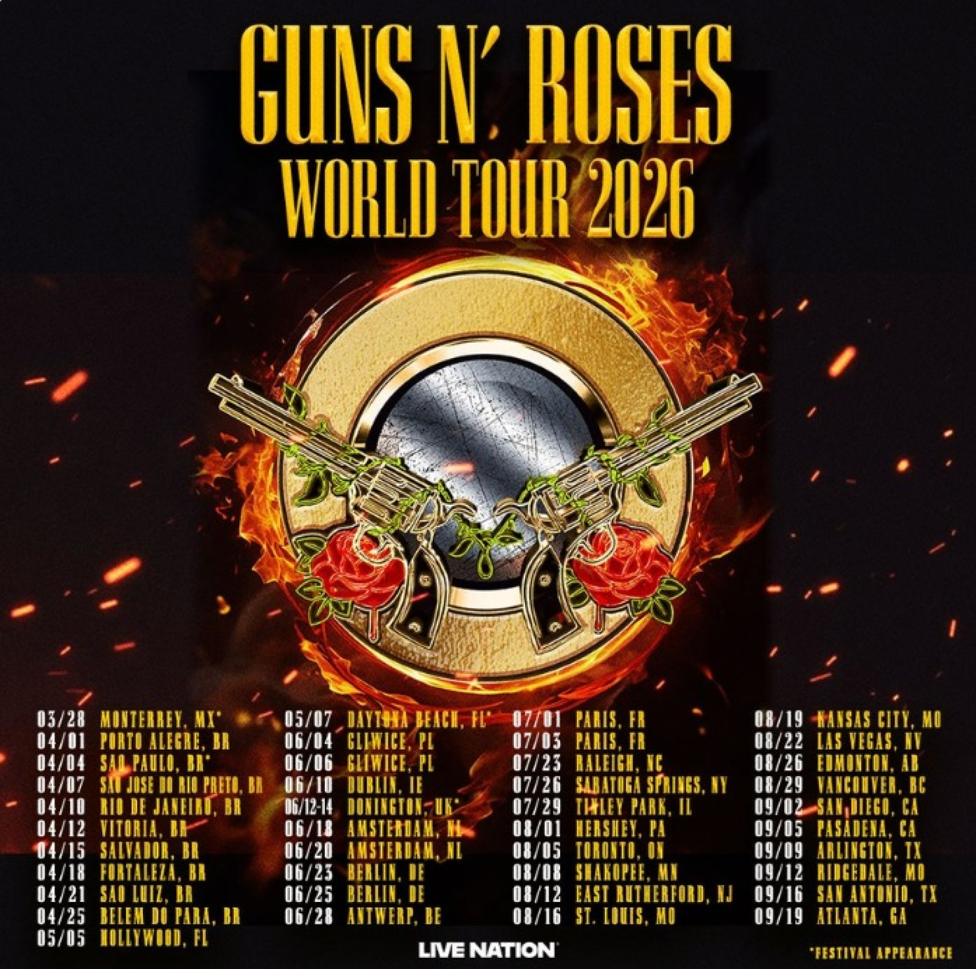 Cartaz de divulgação dos shows da turnê