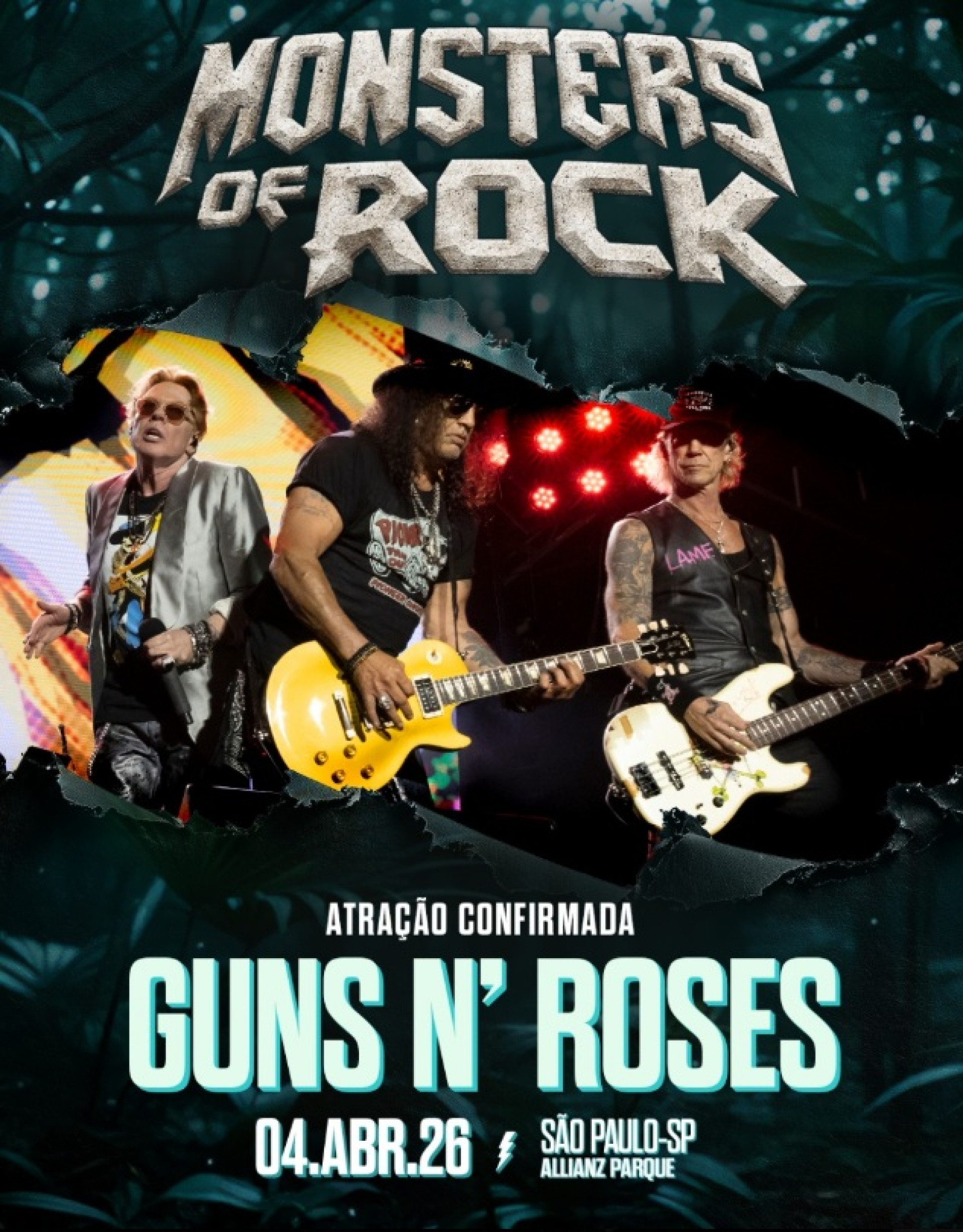 Cartaz da apresentação no festival Monsters Of Rock em São Paulo - Reprodução / X