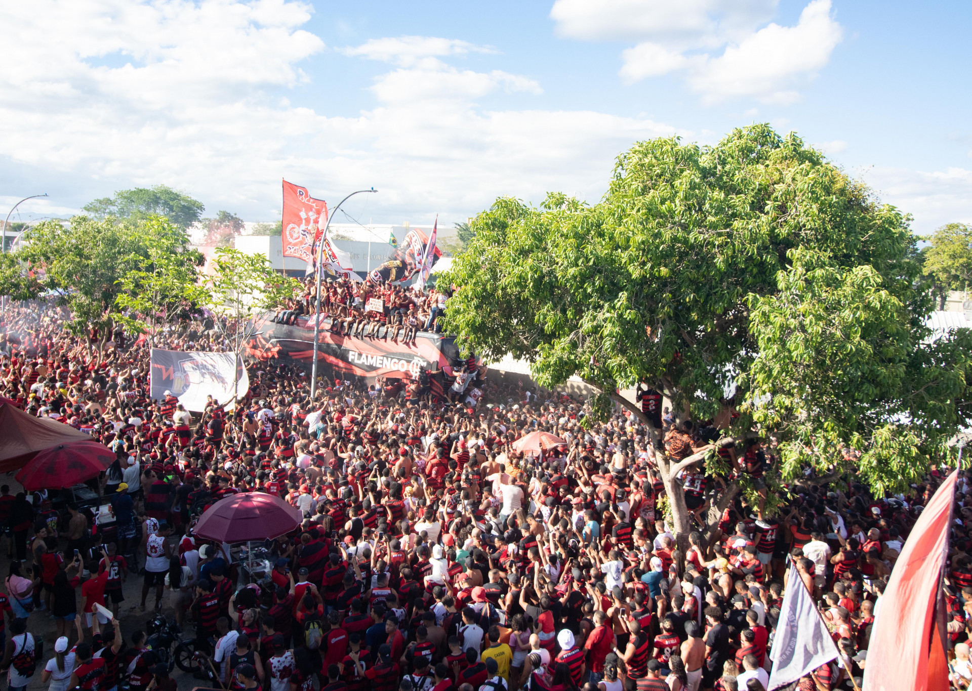 Torcedores do Flamengo fizeram festa no Galeão - Érica Martin/Agência O Dia