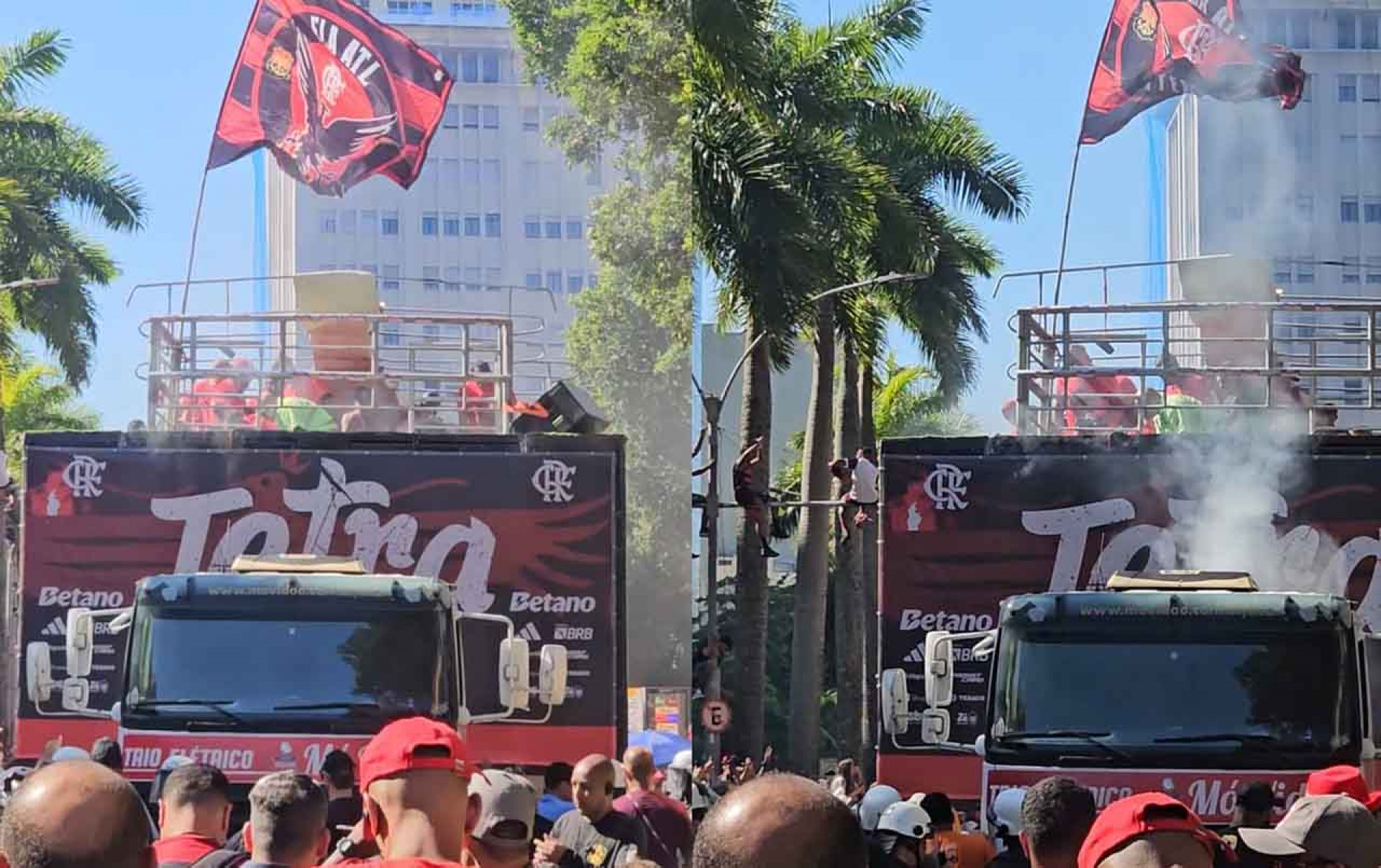 Festa do título da Libertadores do Flamengo termina com bombas e gás lacrimogêneo