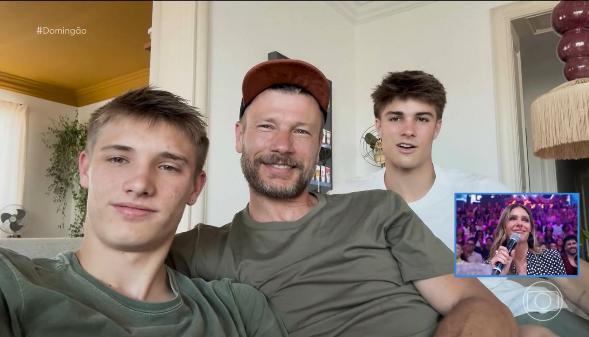 Fernanda Lima recebe homenagens do marido, Rodrigo Hilbert, e dos filhos, João e Francisco, durante o 'Domingão com Huck', da TV Globo - Reprodução / Instagram