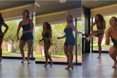 Paolla Oliveira mostra bastidores de ensaio de dança que viralizou com Aline Maia