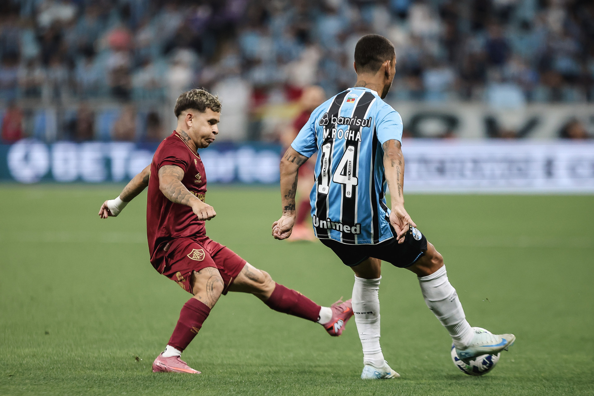 Lance do jogo entre Gr&ecirc;mio e Fluminense - Lucas Mer&ccedil;on/Fluminense