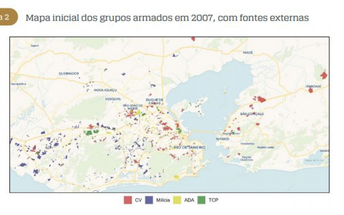 Mapa inicial dos grupos armados em 2007 - Divulgação/Geni/UFF