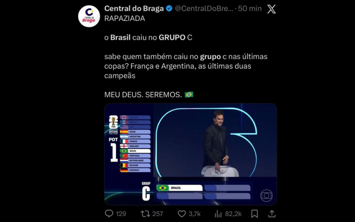 Definição da chave do Brasil na Copa do Mundo de 2026 agitou a Web