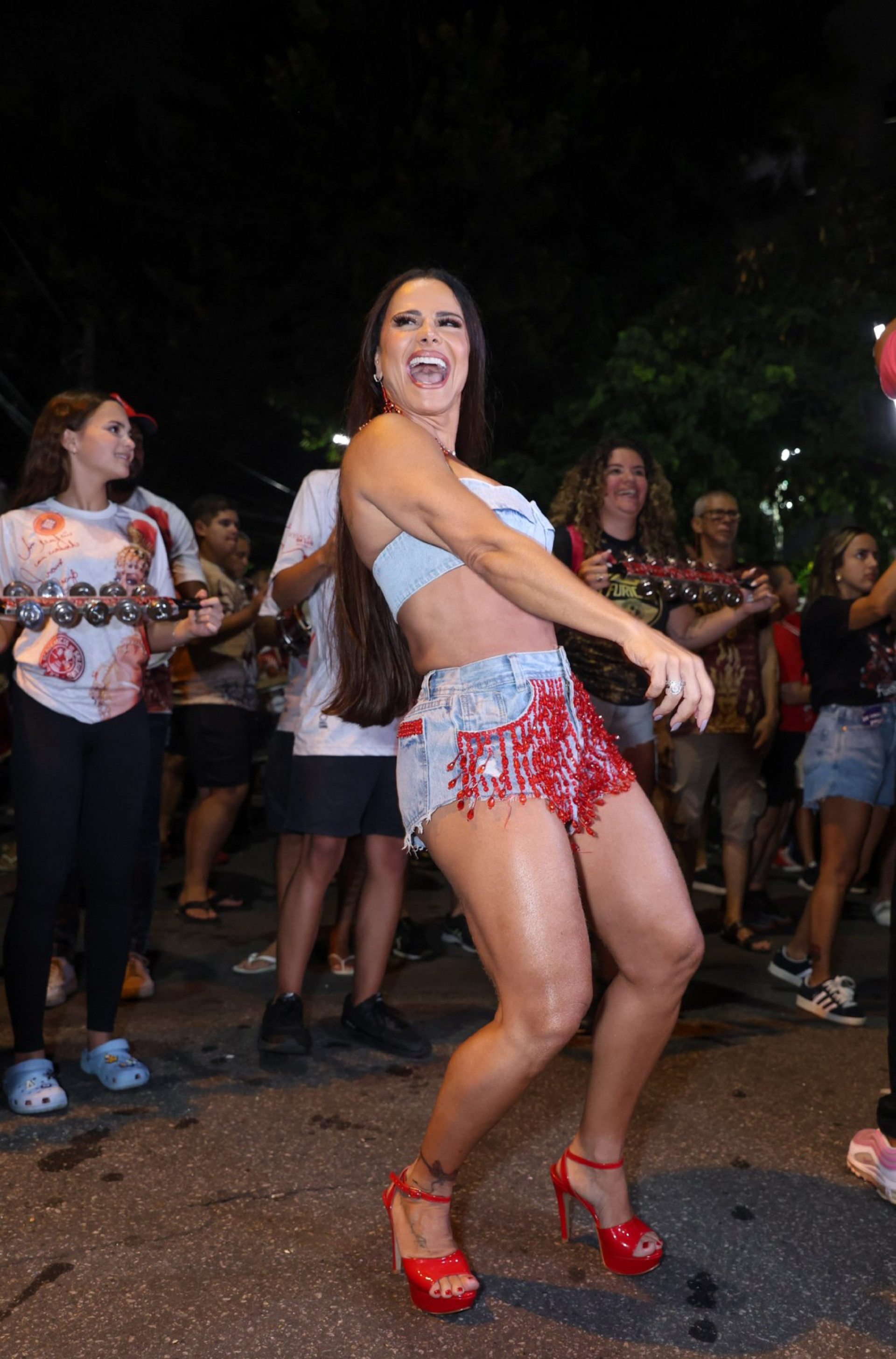 Viviane Araujo durante ensaio de rua do Salgueiro - Daniel Pinheiro / Brazil News