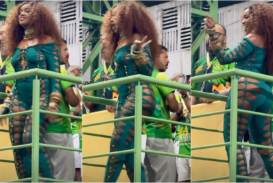 Iza chama a atenção ao sambar com macacão coladinho na quadra da Imperatriz 