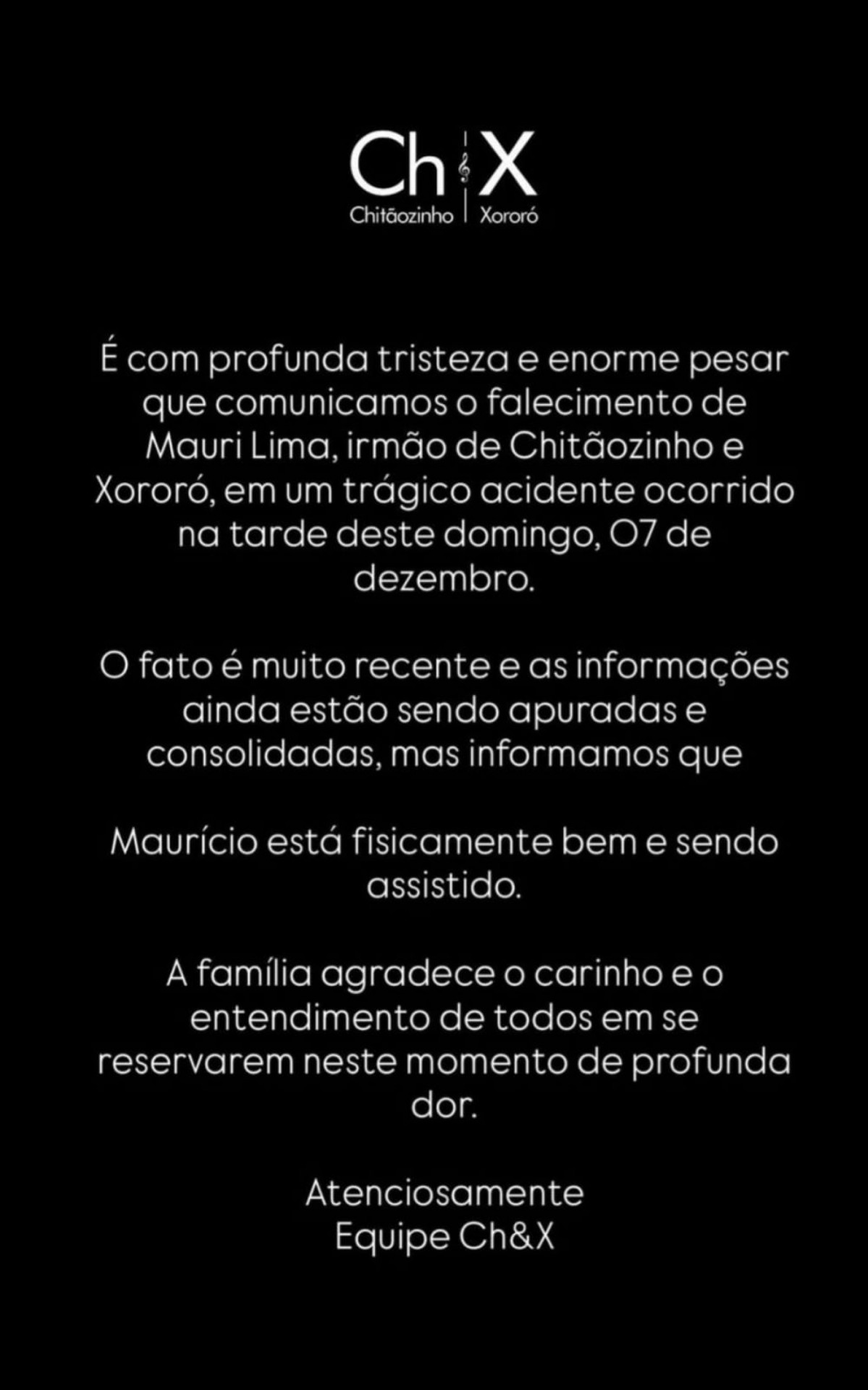 Chit&atilde;ozinho e Xoror&oacute; confirmaram lamentaram a morte do irm&atilde;o, Mauri - Reprodu&ccedil;&atilde;o / Instagram