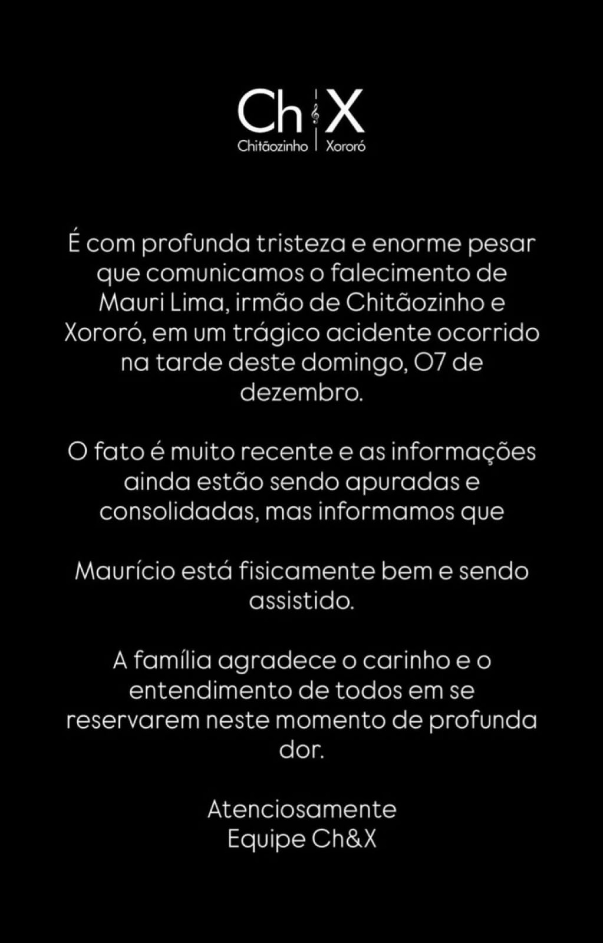 Chitãozinho e Xororó confirmaram lamentaram a morte do irmão, Mauri - Reprodução / Instagram