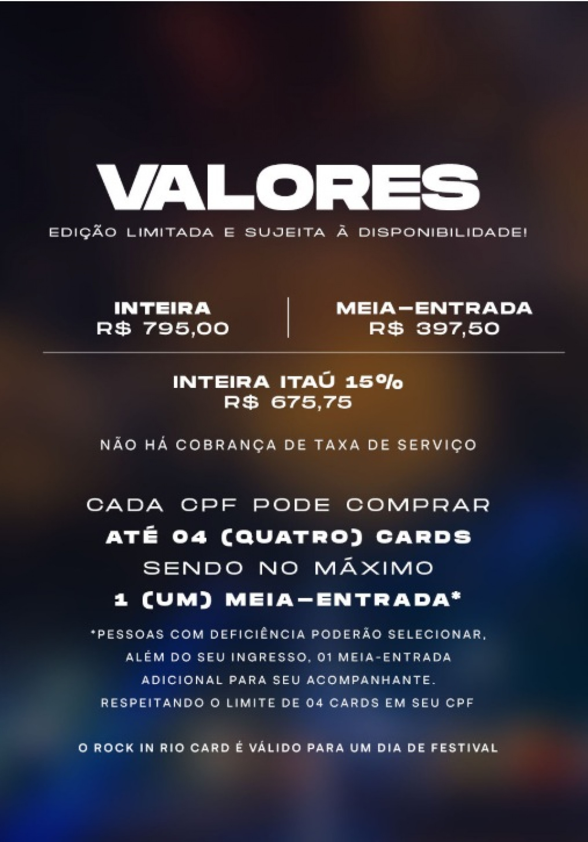 Anúncio sobre os valores do Rock In Rio Card - Reprodução / Instagram