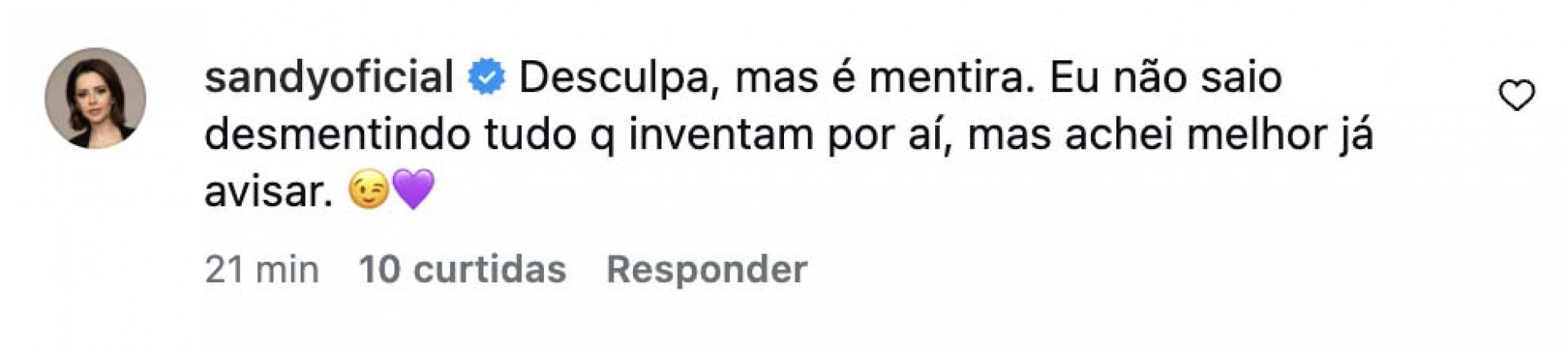 Sandy nega rumores de participação em telenovela - Reprodução/Instagram