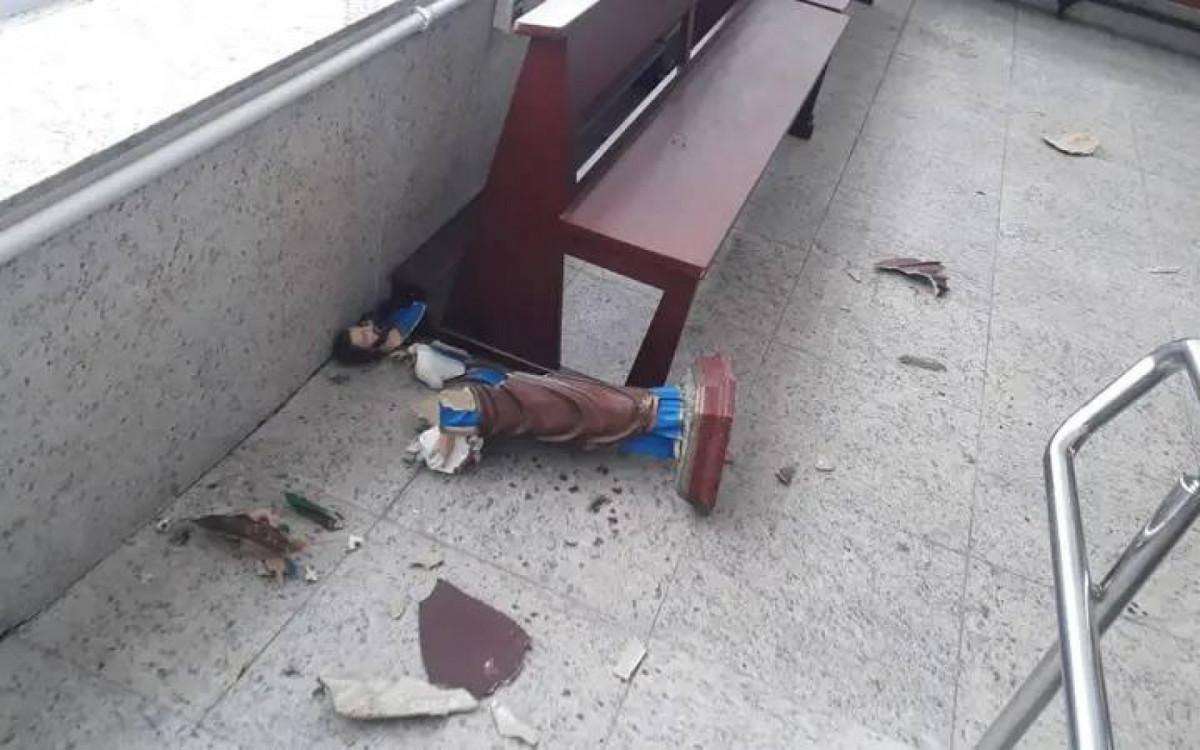 Imagens de Santa Rita, São José e Nossa Senhora de Fátima foram vandalizadas - Reprodução/ redes sociais