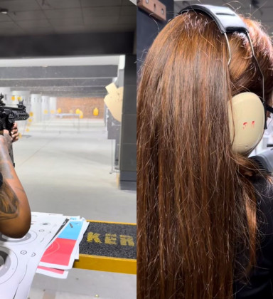 Ludmilla faz aula de tiro e brinca com seguidores: 'Meu defeito'