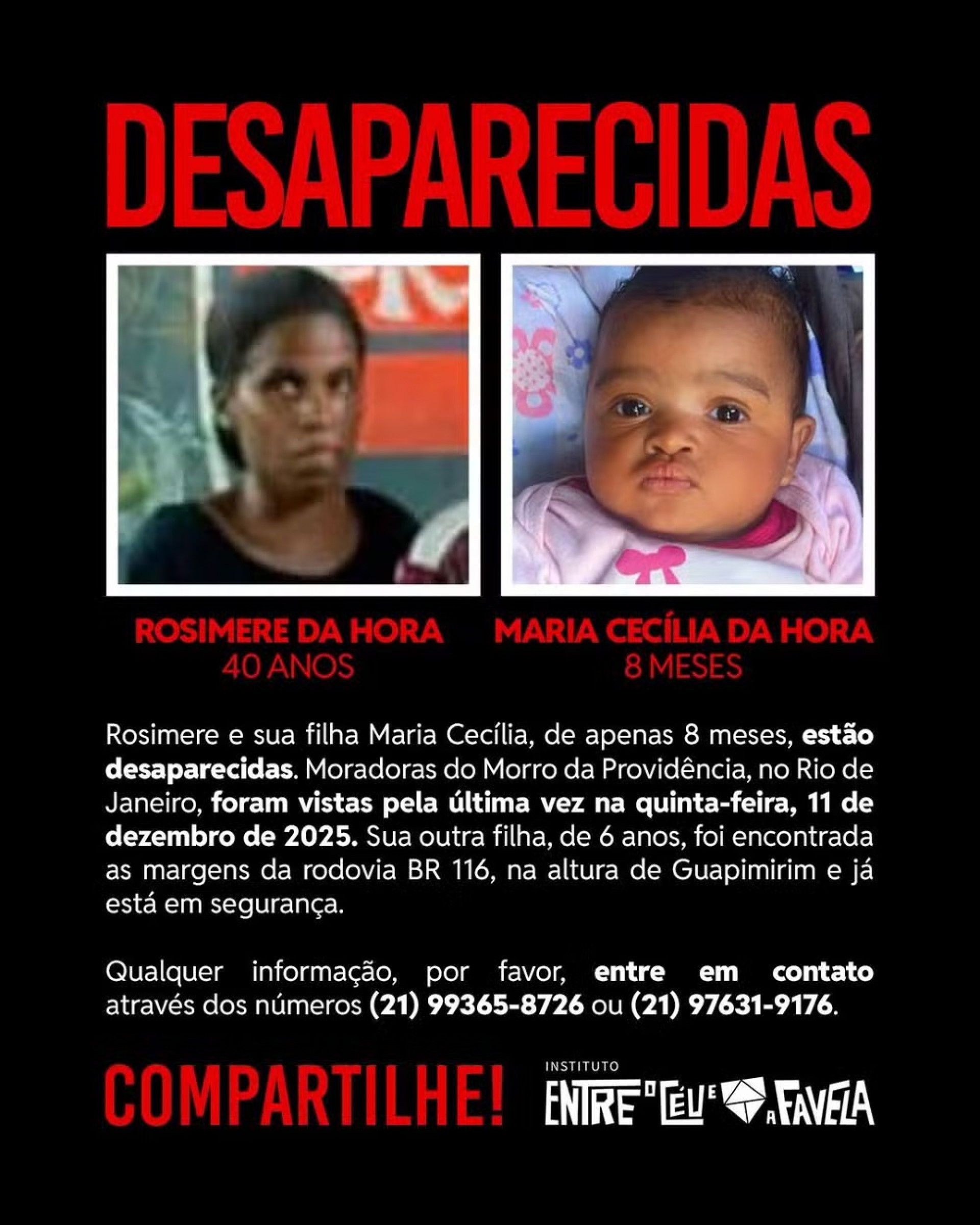 A filha, de 8 meses, continua desaparecida - Divulga&ccedil;&atilde;o 