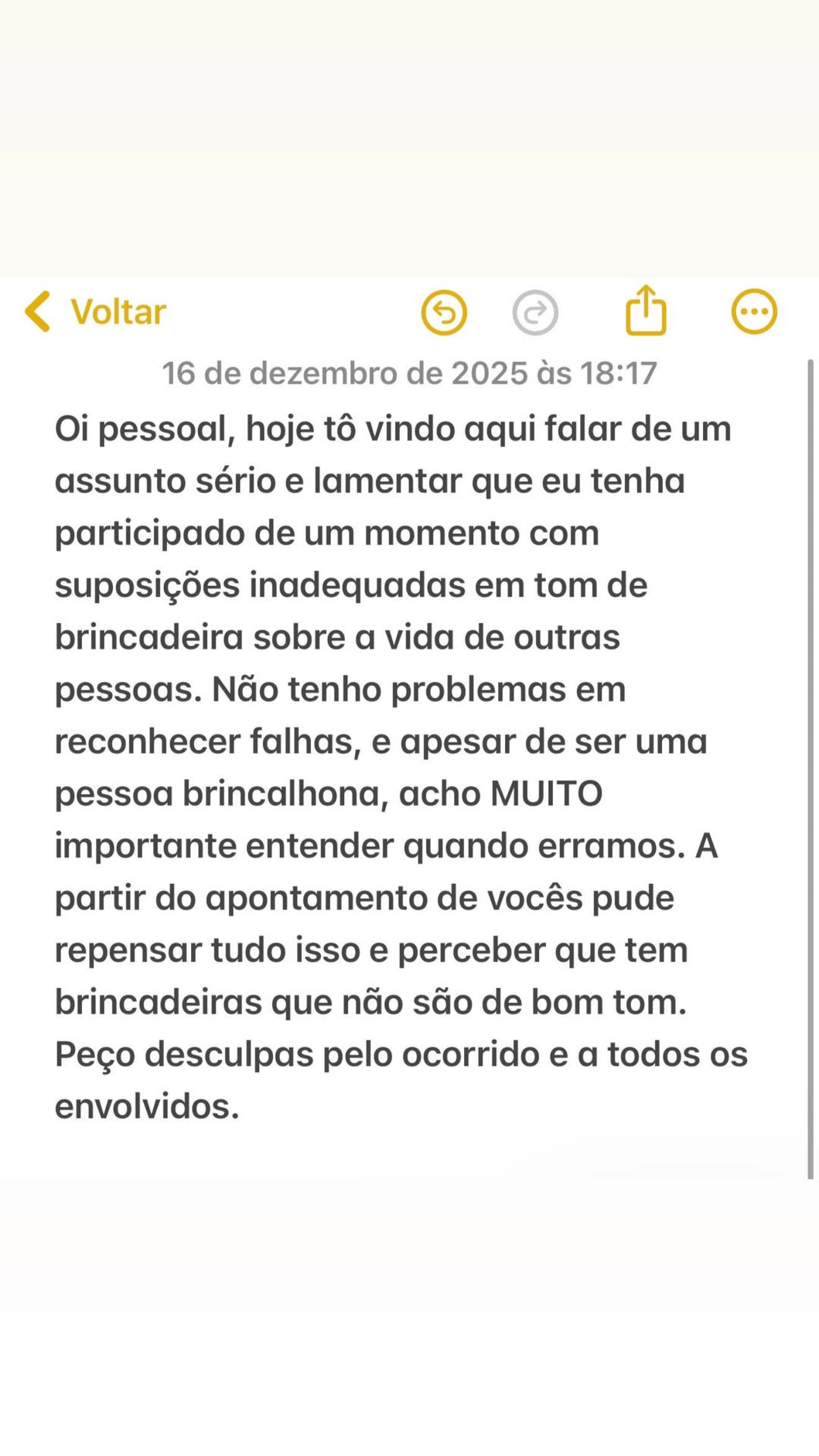Com a repercussão, Vivi Wanderley divulgou nota pedindo desculpas pelo vídeo  - Reprodução/Instagram 