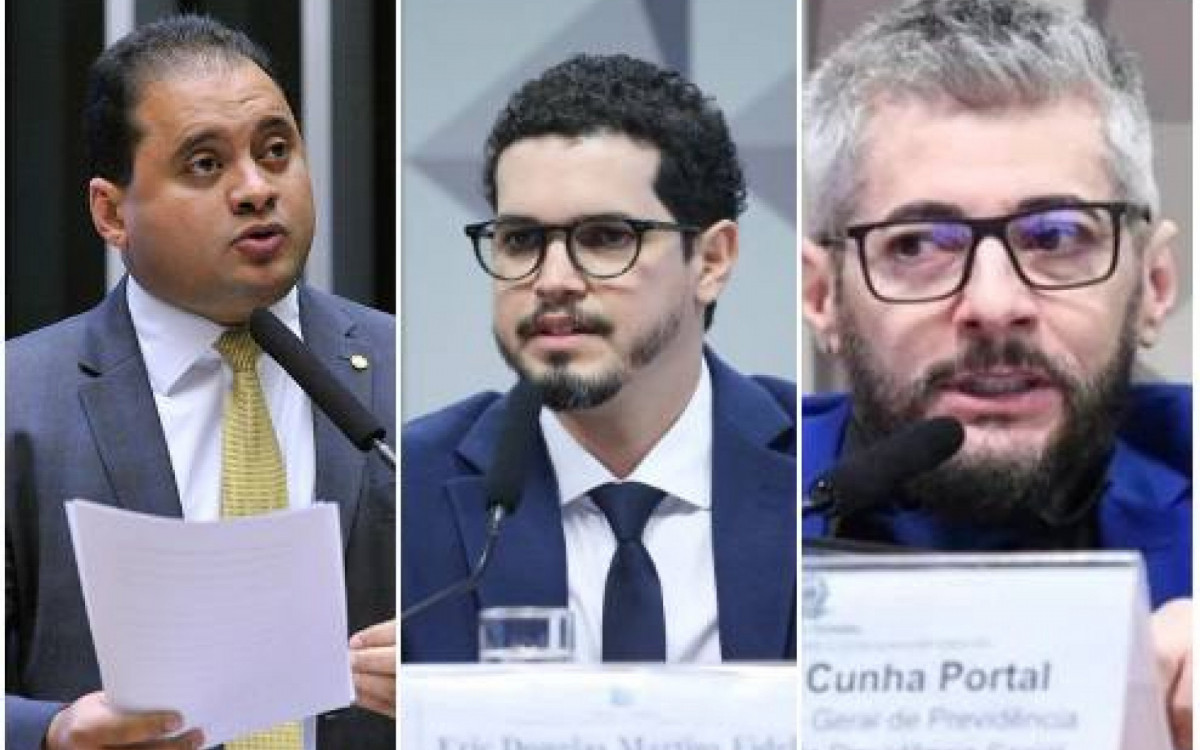 Senador Weverton Rocha, o advogado &Eacute;ric Fidelis, filho do ex-diretor do INSS e o secret&aacute;rio Previd&ecirc;ncia, Adroaldo Portal