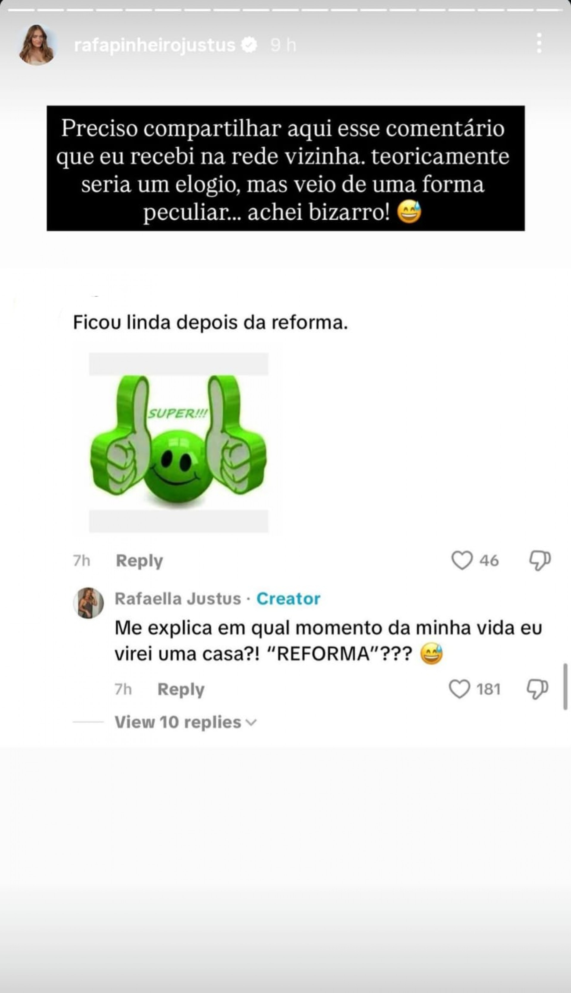 Rafa Justus rebate comentário de seguidor: 'Bizarro' - Reprodução / Instagram