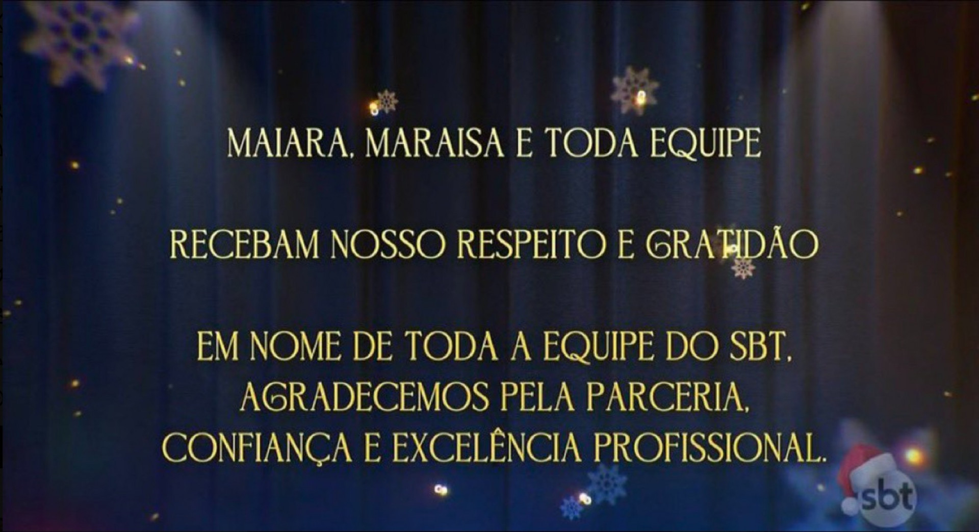 Agradecimento do SBT à dupla Maiara e Maraisa - Reprodução / X