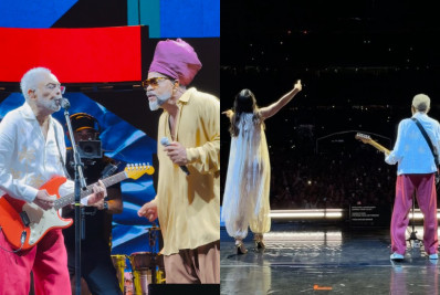 Gilberto Gil recebe Ivete Sangalo e Carlinhos Brown no palco