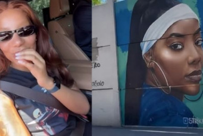 Ludmilla visita Duque de Caxias e se encanta com grafite em sua homenagem