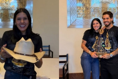 Ana Castela e Zé Felipe vão ao Santuário Nacional de Aparecida em São Paulo