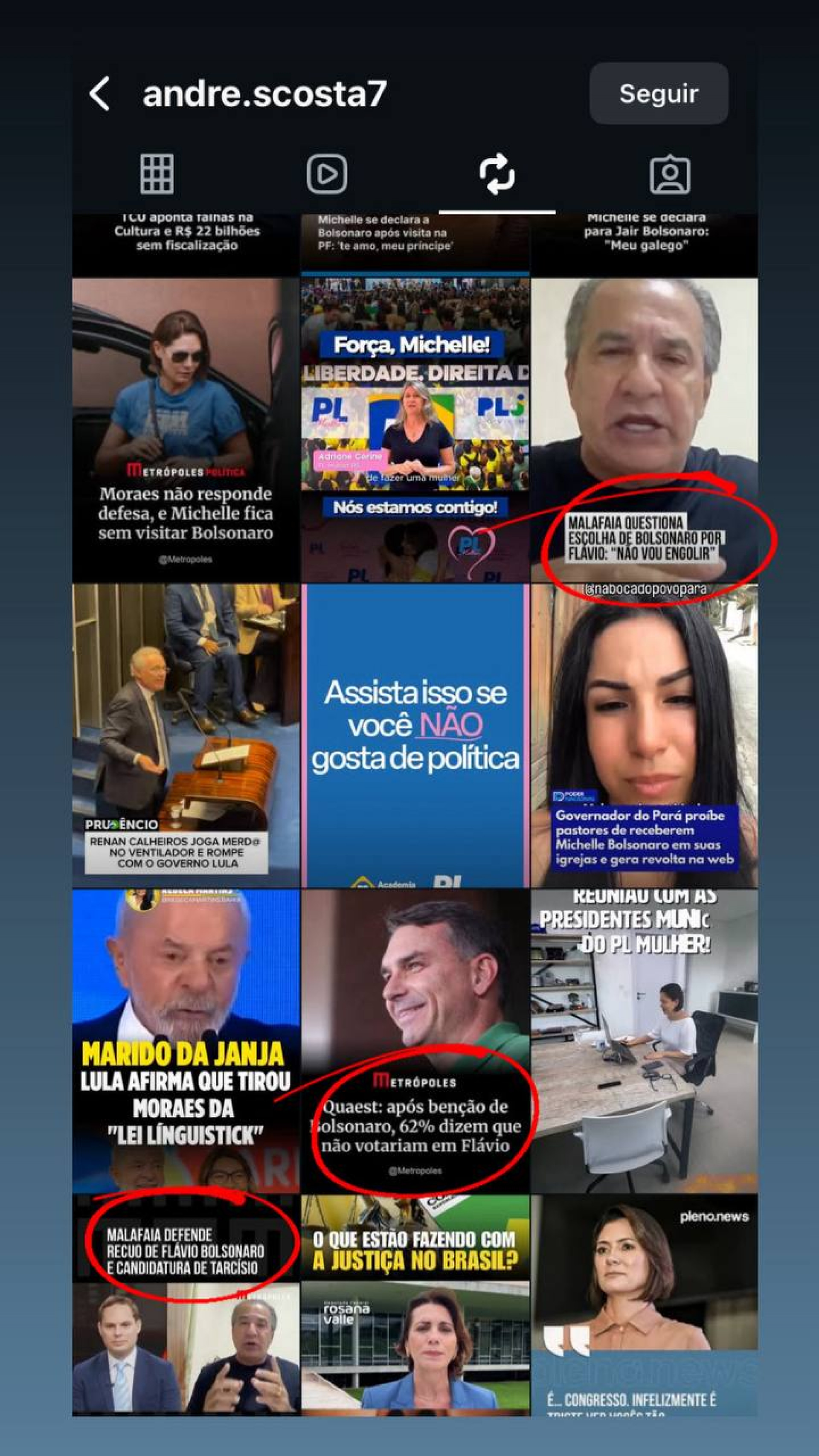 Print dos posts republicados do assessor de Michele Bolsonaro  - Reprodução/ redes sociais
