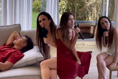 Tata Werneck reúne amigos e familiares em tarde de piscina e karaokê 