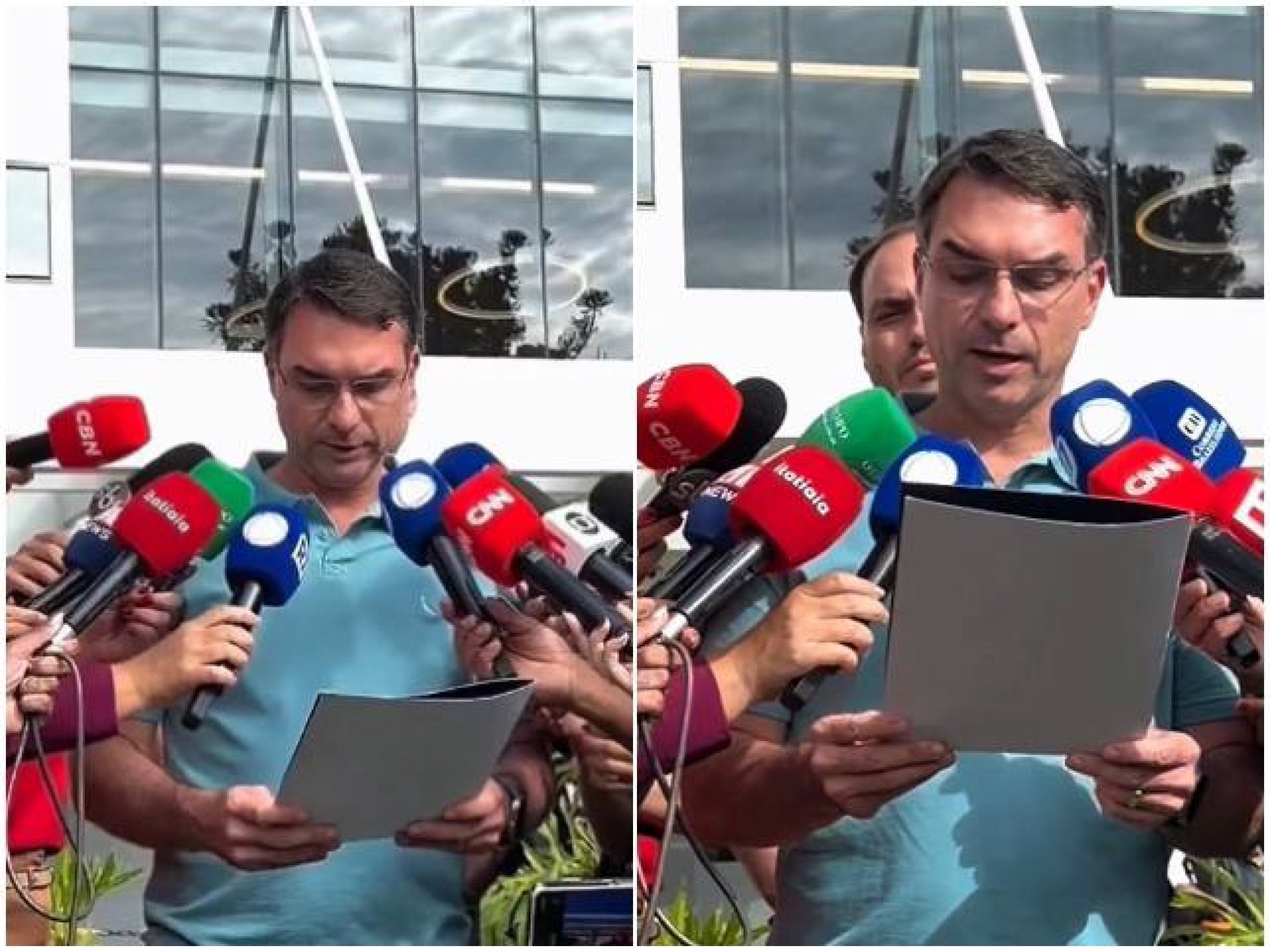 Senador Flávio Bolsonaro leu uma carta escrita a mão pelo pai, Jair Bolsonaro (PL) - Reprodução/ redes sociais