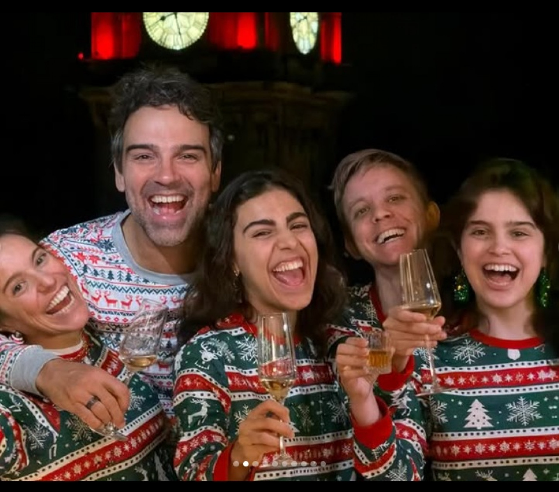 Tadeu Shmidt, a mulher Ana Cristina Schmidt e as filhas Laura e Valentina, e Christiano Donnelly Vaz (namorado de Valentina) - Reprodução / Instagram