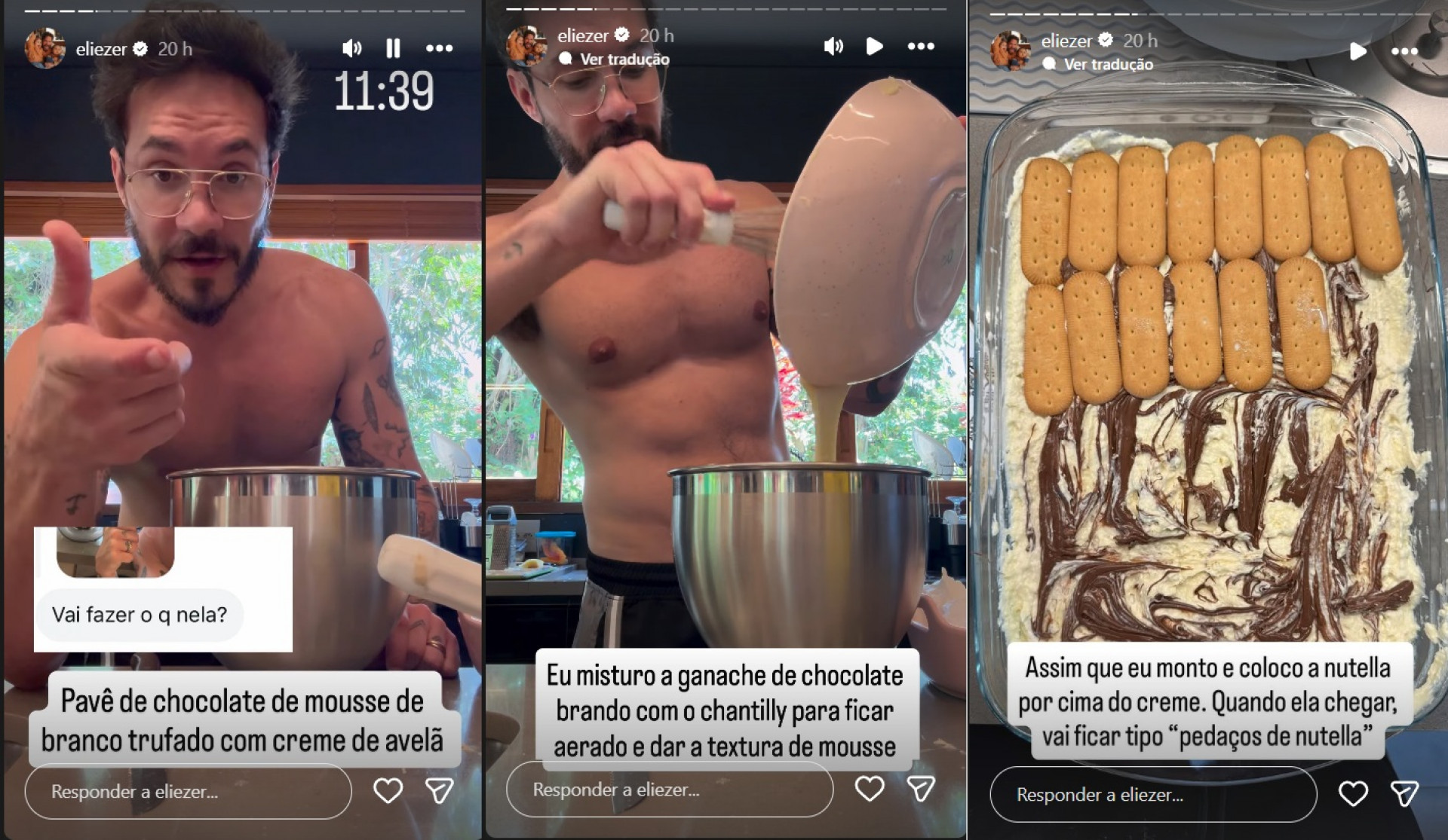 Eliezer prepara o pavê - Reprodução / Instagram