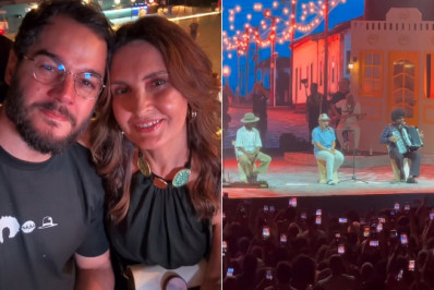Fátima Bernardes curte show de João Gomes, Jota.pê e Mestrinho: 'Muito talento'