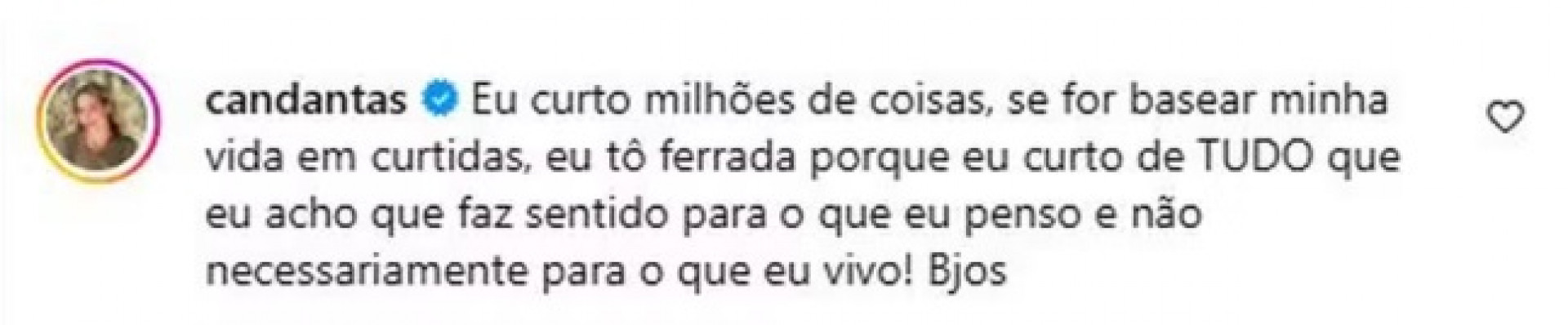 Carol Dantas desmentiu que curtida em post fosse indireta para Neymar Jr. - Reprodução/Instagram 