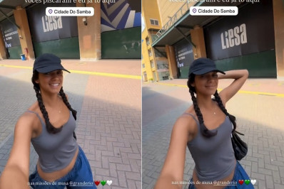 Alane Dias visita o barracão da Grande Rio