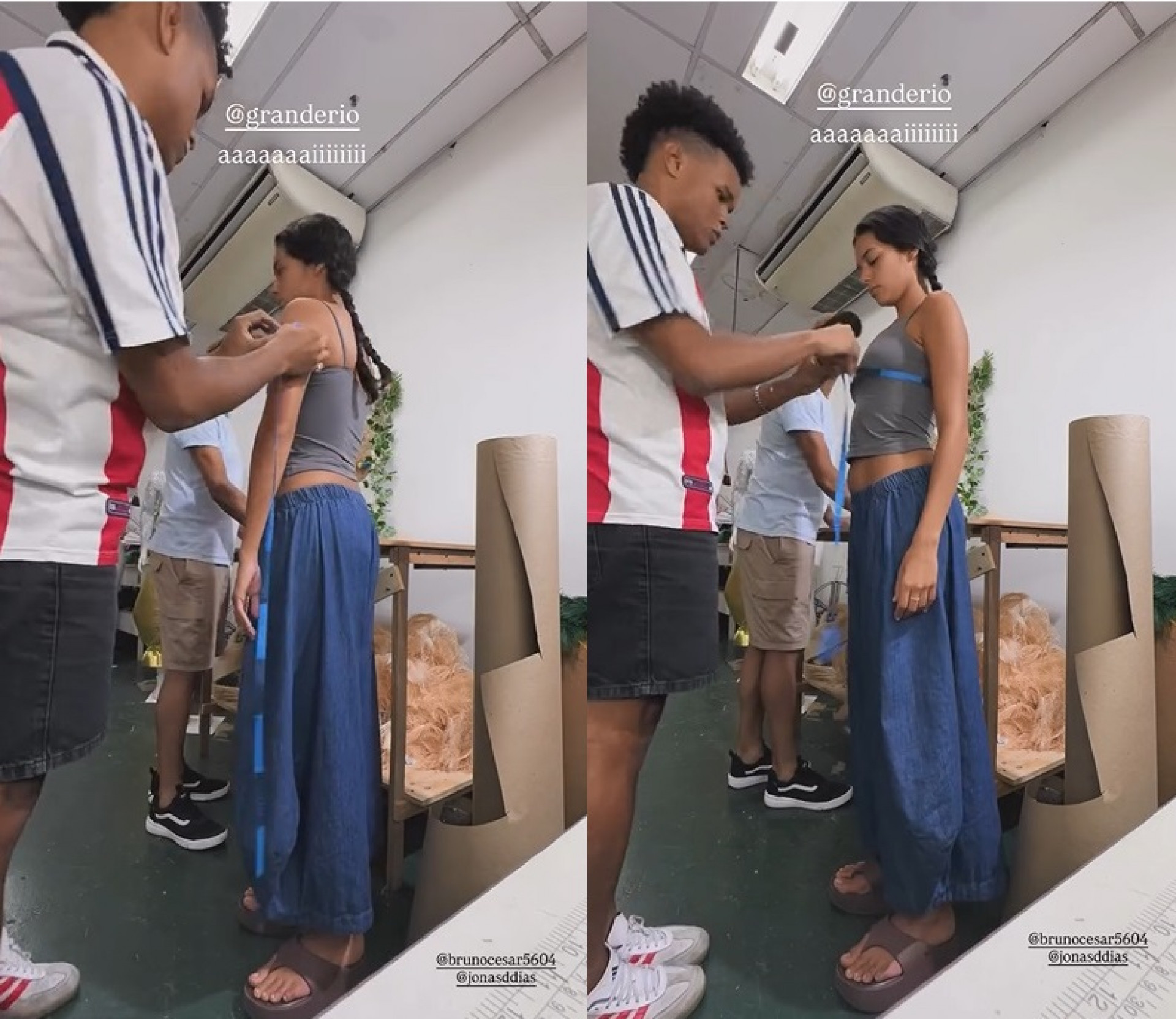 Alane Dias tirou medidas para fantasia do desfile como musa da Grande Rio  - Reprodução/Instagram 