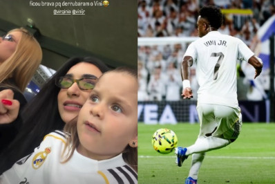 Filha de Virginia assiste a jogo do Real Madrid e reclama de falta em Vini Jr