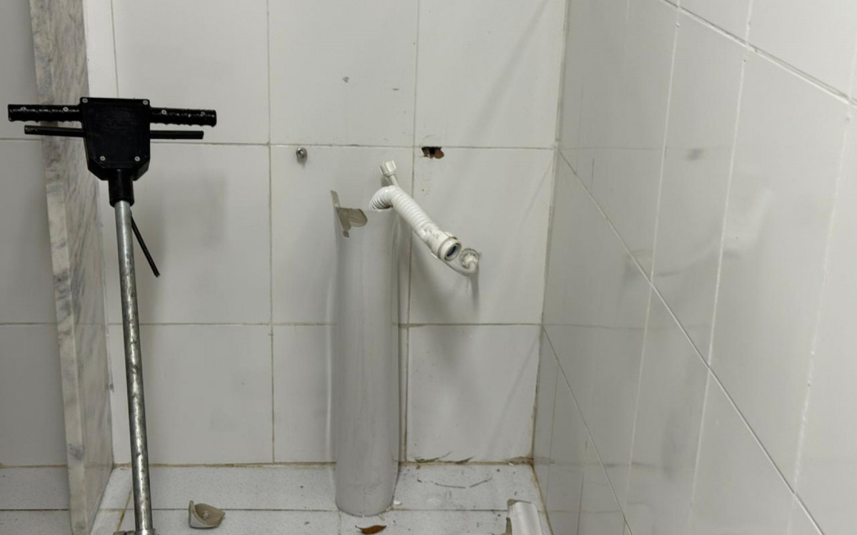 Criminoso depredou o banheiro da escola - Divulgação