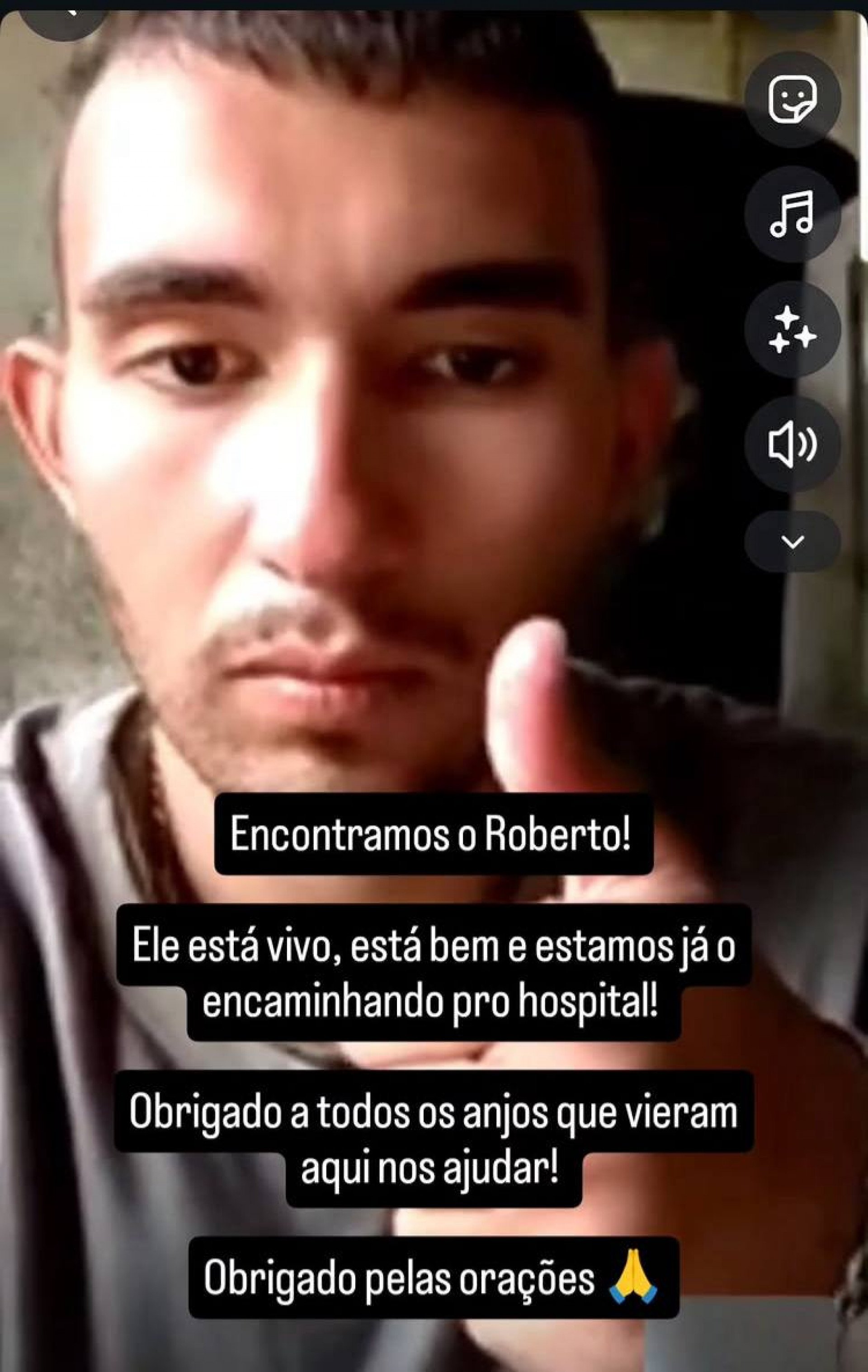 Perfil da família nas redes sociais confirmou a localização de Roberto e publicou fotos de Roberto - Reprodução/ redes sociais